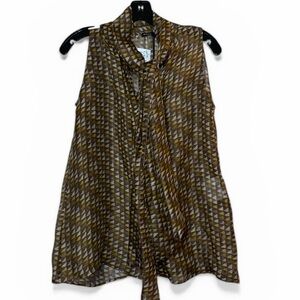 Kiton Linen-Silk Shirt in Brown and Gold Leaf Motif NWT